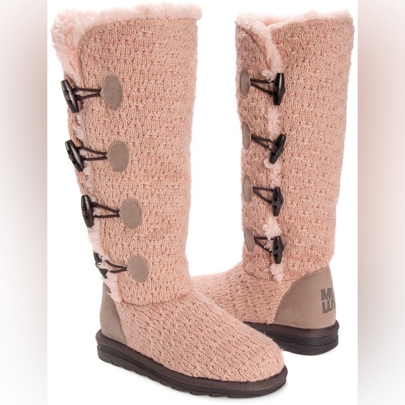 Muk Luks Felicity Boots-Blush Pink Knit-Women Size 10 - Picture 1 of 11